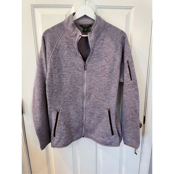Eddie Bauer Purple Heather Full Zip Sweater Jacket sz XL EUC - Picture 1 of 8